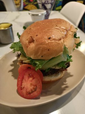 Vegan burger at Konga Burger in Chihuahua