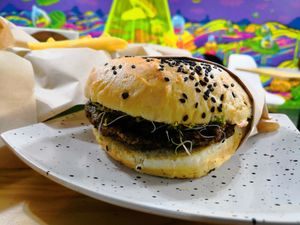 Vegan burger. at Konga Burger in Chihuahua