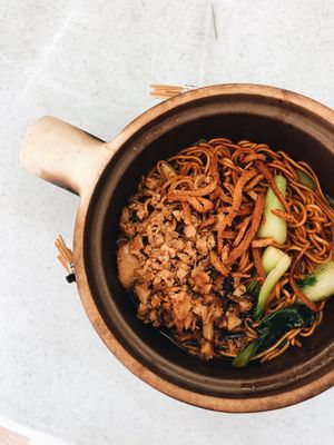 Claypot Yee Mee (Dry) at Vegetarian Stall at Nanyang Vegetarian in Skudai