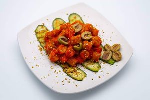 Banana Gnocchi with Red Pepper Cream at The Fruitarian Experience  in Koh Phangan