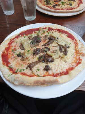Vegan pizza ready to be demolished! at Lucia in Beverley