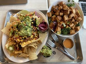 Nacho and Thai salad at Strong Hearts in Syracuse