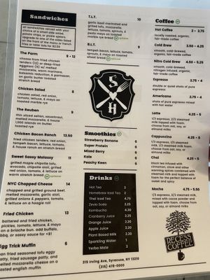 Menu  at Strong Hearts in Syracuse