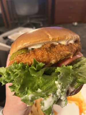 Buffalo chicken sandwich 😈  at Strong Hearts in Syracuse