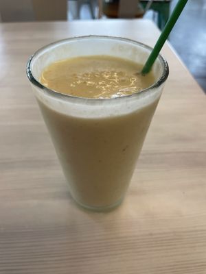 Mango coconut milk cold smoothie,  at Strong Hearts in Syracuse