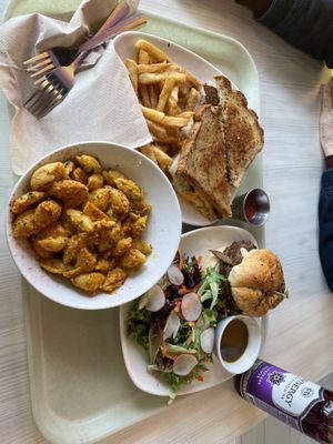 Reuben with fries, beef sandwich with side salad, and Mac and cheese  at Strong Hearts in Syracuse