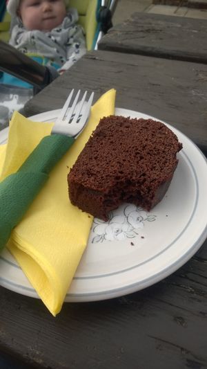 Choco banana cake (served without a bite...) at The Tower Cafe in Newcastle Upon Tyne