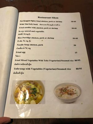Menu at Sikon in Chiang Mai