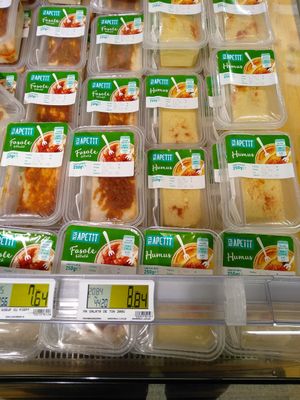 Hummus and other prepared foods at Mega Image - Timișoara in Bucharest