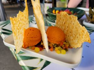 Filet americaine made of carrots wit onions at THT in Amsterdam