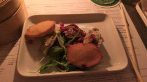 Vegan baba ghanoush with cumin madeleines at THT in Amsterdam