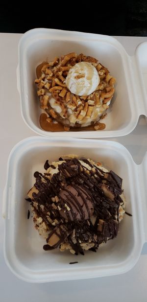 Vegan salted caramel and Peanut butter chocolate explosion at Baked Doughnuts in Calgary