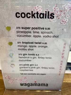 Apr 2023 Vegan cocktails!😄 at Wagamama in Utrecht
