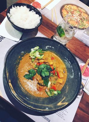 Creamy coconut and lemongrass curry (yamai samla curry) at Wagamama in Utrecht