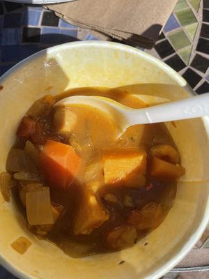 Sweet potato & chickpea curry soup at Frenchtown Fresh in Frenchtown