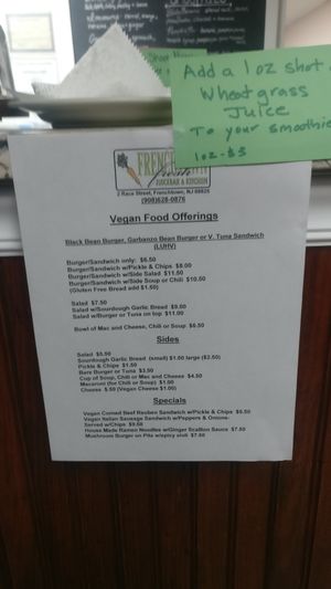 Menu. at Frenchtown Fresh in Frenchtown