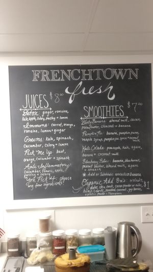 Smoothie menu. at Frenchtown Fresh in Frenchtown