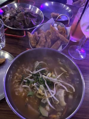 Beef stir fry, original fried chickn, ramen with dumplings + drinks $66 at K-pub in Adelaide