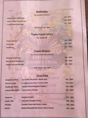 Menu at Loro Loco in Koh Lanta