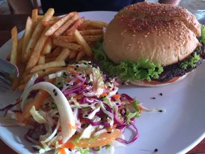 Black Bean mushroom burger  at Loro Loco in Koh Lanta