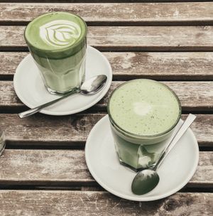 Matchalatte 💚 vegan  at Café Fred in Wurzburg