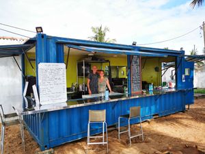 The two friendly owners at The Container Beach Restaurant in Negombo