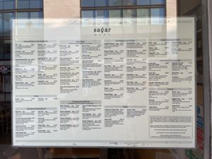 The menu. Vegan options clearly marked.  at Sagar Vegan & Vegetarian Restaurant - West End in London