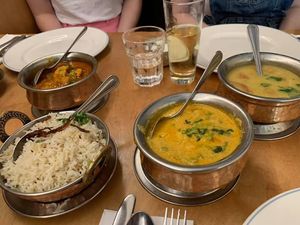 Veggie korma and pilau rice   at Sagar Vegan & Vegetarian Restaurant - West End in London