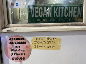 Ice cream prices   at Almond Milk Creamery in Las Vegas