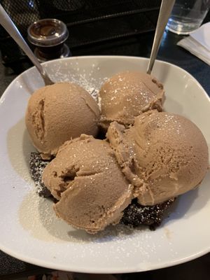 Brownie with chocolate ice cream at Almond Milk Creamery in Las Vegas