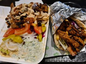 Loaded fries and gyros at What The Pitta in Brighton