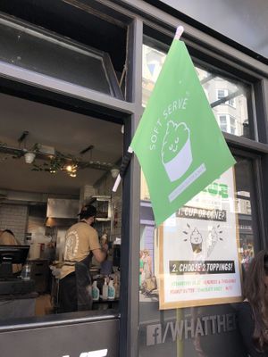 Soft serve on the side window at What The Pitta in Brighton