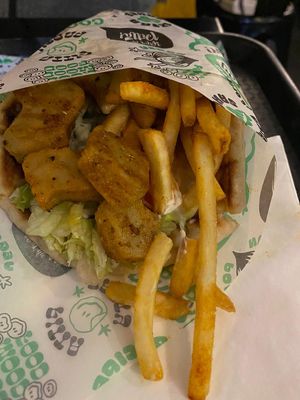 Chips inside wrap went so well at What The Pitta in Brighton