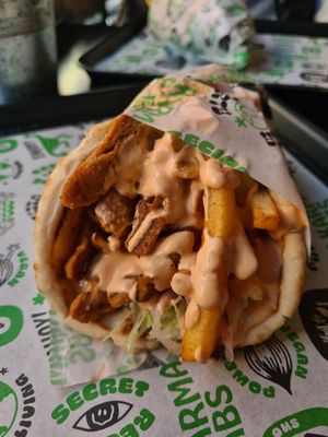 Vegan gyros with döner meat at What The Pitta in Brighton