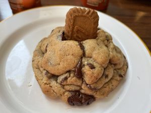 Biscoff stuffed cookie  at What The Pitta in Brighton