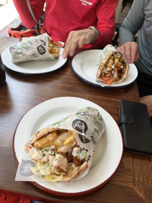 We can’t resist the doner gyros!!  at What The Pitta in Brighton