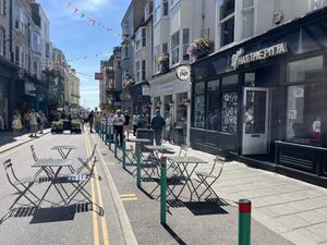 The sea is at the end of the road a few steps away. You could take away to eat at the beach!  at What The Pitta in Brighton
