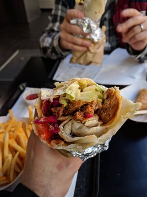 Vegan doner and fries at What The Pitta in Brighton