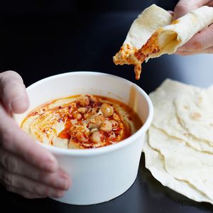 Hummus and bread! at What The Pitta in Brighton