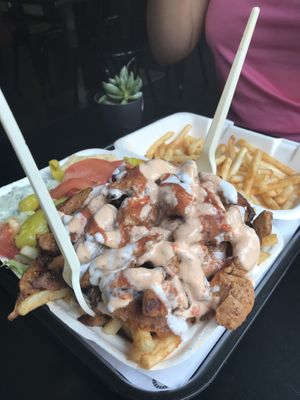 Doner chip box shared between two so we got some extra fries at What The Pitta in Brighton