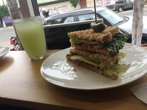 Gardeno sandwich and cucumber water at Gardeno in Tijuana