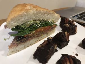 BDS (best darn sandwich) and brownies! at Karma Café in Asheville