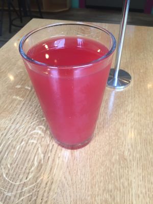 Coconut elderberry and ? Something else I can’t remember  at Karma Café in Asheville