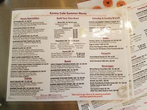 Menu August 30, 2019 at Karma Café in Asheville