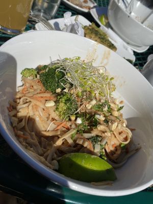 Peanut noodle bowl  at Karma Café in Asheville