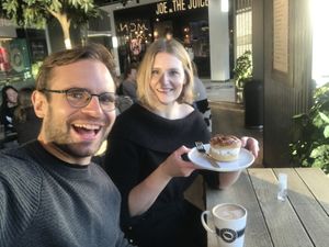 The semla cake is way too sweet, but they have a lot of Vegan options and it is a cozy café   at Espresso House in Vanloese