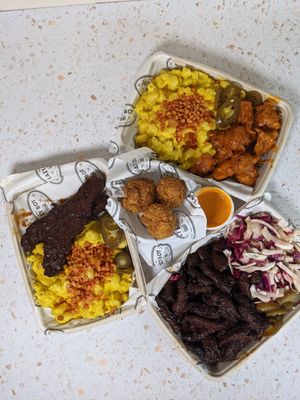 Mac Cheeze balls in the middle at Lazy Boy Kitchen in North West London