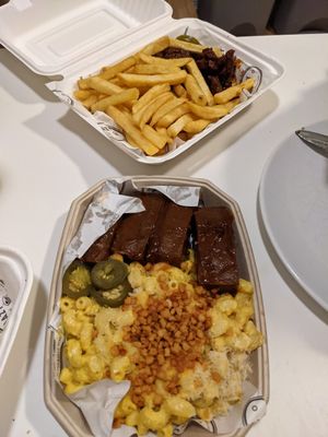 Ribs + Mac, Burnt Ends + Chips at Lazy Boy Kitchen in North West London