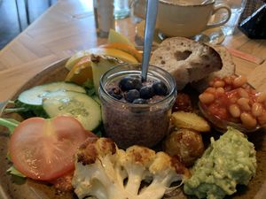 Vegan brunch, served 9am-11am weekdays (not sure about weekend times)  at Bergsson Mathus in Reykjavik