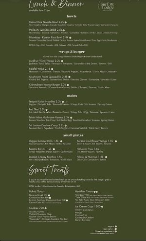 Menu 2026 at Madiha Surf Lodge in Matara